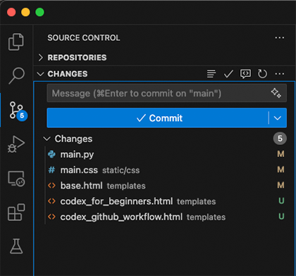 The Source Control icon in the VS Code sidebar, which looks like a branching fork.